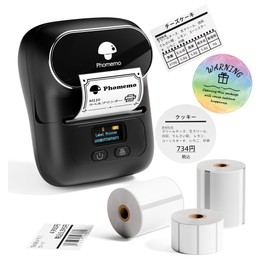 Phomemo M110 Label Writer Set, Smartphone Compatible, Label Printer, Thermal Label Writer Body + 3 Roll Labels, Price Tag Printer, Commercial Printer, Label Maker, Thermal Printer for Labels, Seal