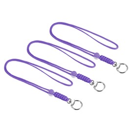 PATIKIL Paracaídas Cordón con Cierre 19 Pulgadas, 3 Paquete Collar Llavero Cordón Metal Gancho Correa para Llaves Silbato Identificación Tarjeta Chapa Soporte, Púrpura
