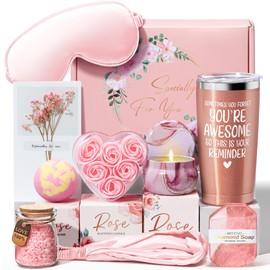 Birthday Gifts for Women Friendship, Rose Relaxing Spa Gifts Basket for Women Self Care Gifts Thank You Gifts Set Mothers Day Gifts for Mom Sister Her Best Friend Nurse Teacher Appreciation Graduation