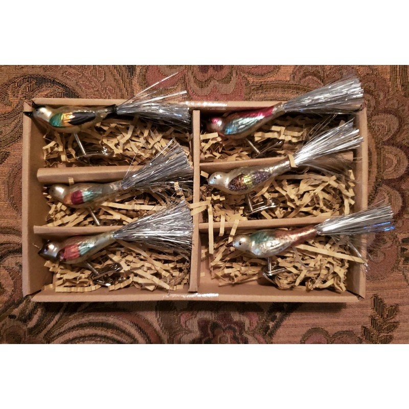 RAZ Imports NWT Set 6 RAZ Boxed 4.5" Glass Birds