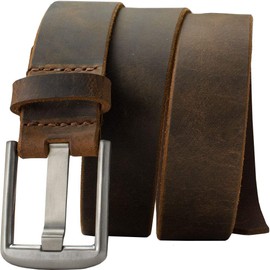 Nickel Smart Titanium Wide Pin Brown Distressed Leather Belt (40")