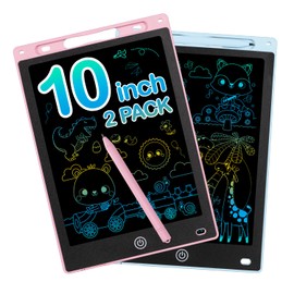 Magic Board LCD Writing Board Children 10 Inch Painting Board Magic Board from 2 3 4 5 6 Years Old Boy Girl Colourful Screen Writing Tablet Repeated Writing and Drawing Blue + Pink Pack of 2
