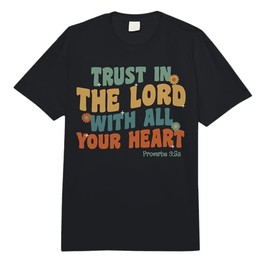 Retro Groovy Trust in The Lord Proverbs 3:5 Bible Verse Comfort Colors Adult Heavyweight T-Shirt