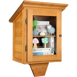 Ecoaterui Outdoor Little Library Box Free Library Kit, Double Little Library Book Box Storage with Shelf for Neighborhoods, Community, Schools Sharing Books, Literature, Flyers, Newspapers Art