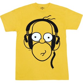 Simpsons Homer Face Headphones T-Shirt-XX-Large Yellow