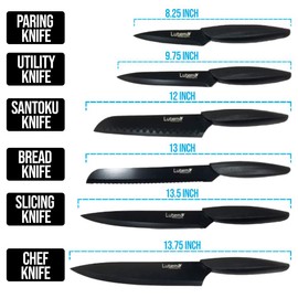SPARC LIGHTING Professional 12-piece Kitchen Knives with Safety Sheaths Ergonomic Handle (Black)