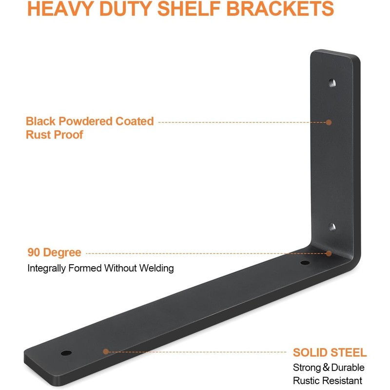 Heavy Duty Shelf Brackets 10 Inch, 6 Pack Floating Shelf