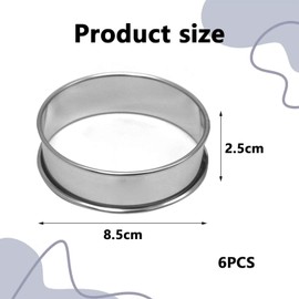 6 Pcs Crumpet Rings,Cooking Rings Stainless Steel Rings Non Stick Double Rolled Baking Rings for Baking Cookie Desserts Pancake Eggs Muffin