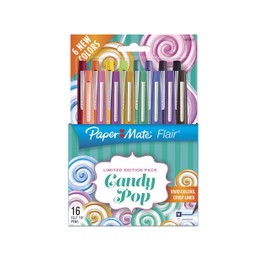 Paper Mate Flair Felt Tip Pens, Medium Point, Limited Edition Candy Pop Pack, 16 Count (1979423)