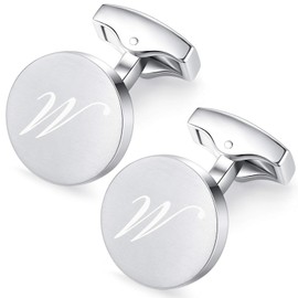 Honey Bear Letters Initials Letter Cufflinks Men's Stainless Steel Wedding Cufflinks Brushed Silver (M), Copper, No Gemstone