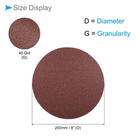 CoCud Hook and Loop Sanding Discs, 8 Inch 200mm Sandpapers 40 Grit Aluminum Oxide Flocking Sandpaper - (Applications: for Wood Metal Drywall), 10 Pieces