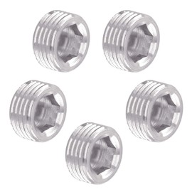 Glarks 5Pcs 304 Stainless Steel 1/2'' NPT Male Pipe Plug Fitting Assortment Set Internal Hex Thread Socket Pipe Plug Kit