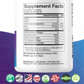 DR. EMIL NUTRITION DR. EMIL NUTRITION Multi Collagen Peptides Plus Biotin and Vitamin D - Biotin and Collagen Supplements for Hair Skin and Nails - Biotin Pills for Hair Growth, 60 Servings
