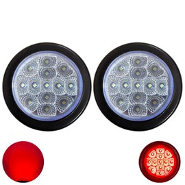 All Star Truck Parts 2x 2.5 Round Red Led Clearance Side Marker Lights Kit 13 LED Diodes Clear Lens Grommet Wire Pigtail Truck Utility Trailer RV UTE UTV Tractor Flush Mount Waterproof 12V Sealed