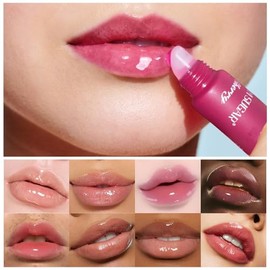 SAM SUGAR Lip Balm with Keychain Hydrating Tinted Lip Gloss, Moisturizing Lip Butter Balm with Natural Shine, Non-Sticky Lip Care for Dry Lips (Berry)