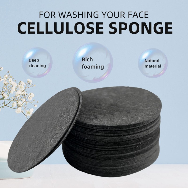 Spunspon 50-Count Facial Sponges Compressed Natural Cellulose Sponge Round Shape