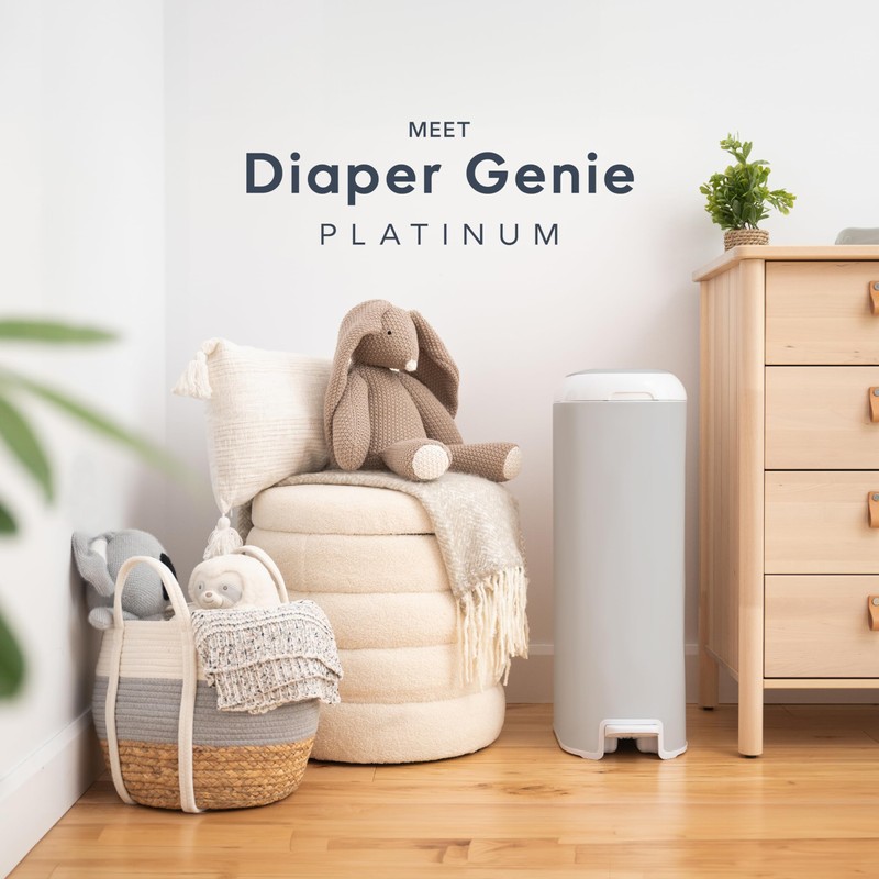 Diaper Genie Platinum Pail (Grey) is Made in Durable Stainless