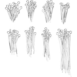 Eye Pins for Jewelry Making - 1200-Piece Jewelry Eye Pins, 20-Gauge Jewelry Findings Eye Pins DIY Jewelry Making Supplies, 8 Different Lengths, 150 of Each, 0.63-1.97 Inches, 0.09 Inch Hoop