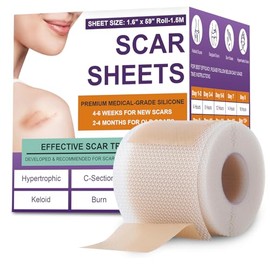 Hojas de silicona para cicatrices, cinta de silicona para cicatrices, tiras de silicona para eliminar cicatrices para cirugía, cesárea, abdominoplastia, queloides (40.6 cm x 150 cm, rollo de 1.5M