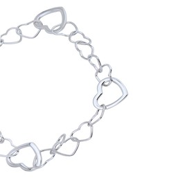 Vanbelle Sterling Silver Jewelry - Rhodium Plated with 925 Stamp - Interlinked Hearts Charm Bracelet - Elegant handcrafted - for Women - 6.5" long + 1" extender