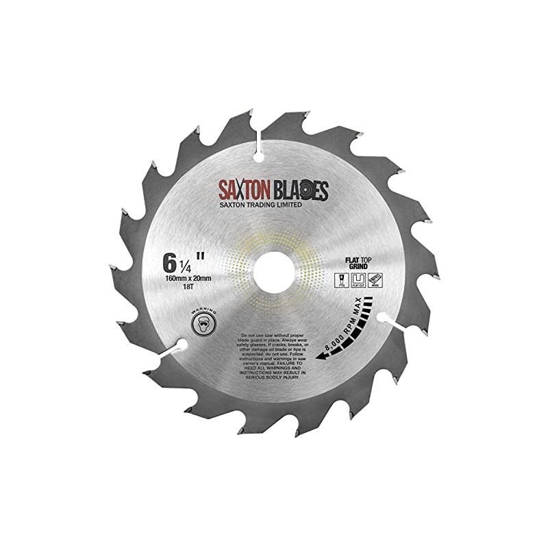 Saxton Flat Top TCT Circular Saw Blade 160mm x 18T