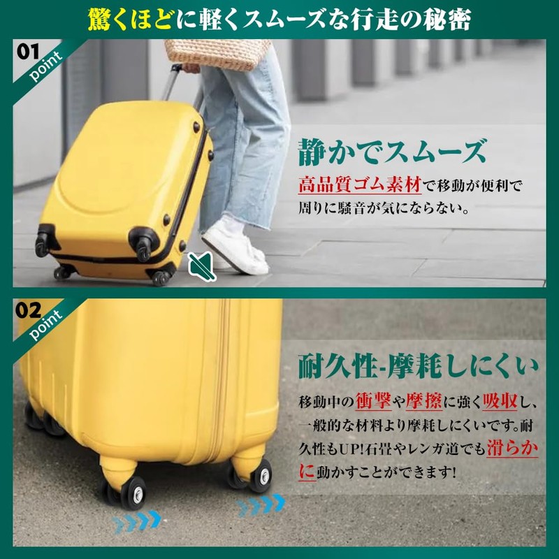 Suitcase Tire Replacement Kit, Set of 4, Wheel Repair, Silent,