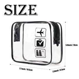 Voittozege 6 Pack TSA Approved Travel Toiletry Bag Travel Clear Bag with Zippe Quart Size Clear Makeup Bag Waterproof Carry-on Cosmetic Bag for Travel Airplane Vacation Bathroom