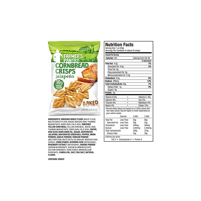 Farmer's Pantry Jalapeno Cornbread Crisps, Original, 6 Ounce (Pack of