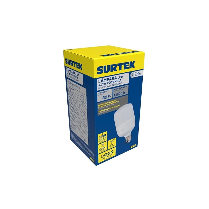 Surtek FAP20 Foco LED de 20W, Base Tipo E27/E26, 1800