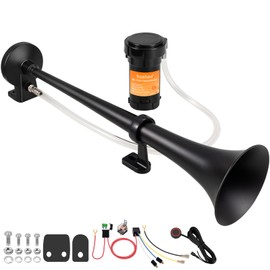 BANHAO Train Horn for Truck 150db Super Loud Black Single Trumpet Truck Air Horn for Car with Compressor, Suitable for Any 12V Vehicles Cars SUV Ship Boat Lorry Pickup