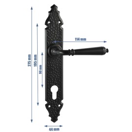 ALSTEN TECH Door Fitting Handle Set Door Handle BB PZ WC Black Door Handle Wrought Iron (90 PZ - Profile Cylinder)