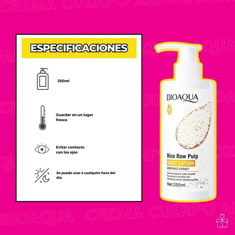 Crema Corporal Loción Extracto Arroz Bioaqua Hidrata 250ml