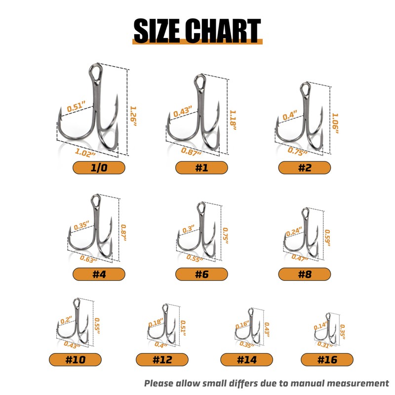 Piscorush Fishing Treble Hooks High Carbon Steel Fishing Hooks Classic