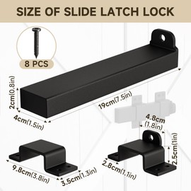 Slide Gate Latch, Door Latch with Padlock Hole, Adjustable Latch Lock,Fit for Wooden Fences, Barn Door,Fence Gate,Courtyard,Shed Lock, Cabinet,Cottages Farmhouse, Outdoor and Interior Doors-2Packs