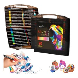 80 Marcadores Acrílicos De Colores Para Niños Y Adultos                                                                                               