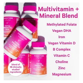 Multivitamínico Pink Stork Total Prenatal con DHA y Folato para Embarazo