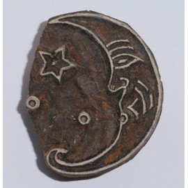 Pilgrims Fair Trade Moon & Star Shaped Indian Hand Carved Wooden Printing Block Stamp