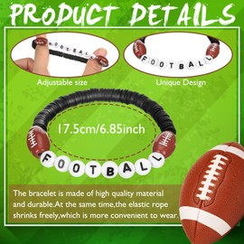 Trnayi 24 Pcs Sports Bracelets Sports Party Favors Charm Sports Bracelet Stackable Clay Beaded Bracelets for Teens Team Women Men Sports Party Decoration(Football)