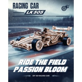 ROKR 3D Wooden Puzzle 1:18 Scale Formula Racing Cars for Adults, 5 Hour Build, Wind up Toys Model Car Kits for Adults to Build, Ideal Gift for Boys and Men
