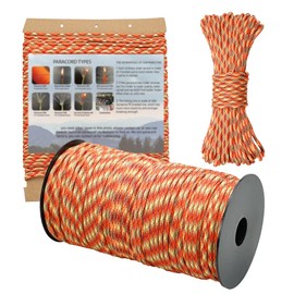 PSKOOK 550 Paracord 100m，31m，15m Rope 9+1 Strand with Fishing Line Traction Rescue Rope Tent Rope for Outdoor Hikes Camping DIY Necklace Bracelet Craft Making（31m，Sunshine）