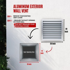 Fits 18x18 Wall Opening Anodized Aluminum Exterior Wall Vent by Handua | Gable Shed for Crawlspace, Outdoor, Doors, Attic | Weatherproof, Rain&Rust Proof, Water Resistant Grille Overall: 20"W X 20"H