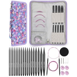 Coopay Interchangeable Knitting Needles, 9 Pairs Knitting Needle Set (3-8mm) with 4 Cables (40/60/80/100cm), Cable Needles for Crocheting Clothes, Socks, Scarves, Gloves, Hats - Portable Carry Bag