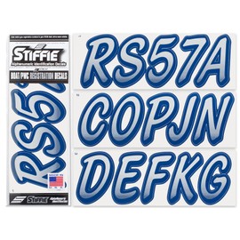 Stiffie STIFFIE Whipline Silver/Navy 3" Boat & PWC Registration Decals ? Numbers Letters Stickers