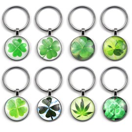 RobLuX Pack of 8 Four Leaf Clover Key Fob Lucky Charm Key Fob Green Lucky Charm Clover Pendant Key Pendant for Decoration Gifts, Green