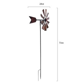 Iron Metal Windmill Garden Rotating Ornament Plug-in Decoration Ground Mount Entryway Veranda Decor (styleA)