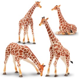 Toymany - Juego de 4 cifras de jirafa realistas con cachorro de jirafa, cifras de animales de la selva de plástico de 2 a 6 pulgadas, incluye bebé, juguete educativo, regalo de cumpleaños para niños