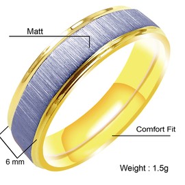 Everstone Matte & Brushed 18K Yellow Gold Color Flat Ring Men Women His Her Groom Bride Promise Ring Wedding Bands Titanium Ring Color Yellow Gold & Platinum 6MM 4MM