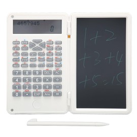 Portable 10 Digits Scientific Calculator with Notepad, LCD Display, Lightweight, Portable for School Office, Meetings and Family (White)