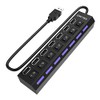 USB Hub, 7 Port USB 2.0 Hub LED Portable High-Speed Compatible for iMac Pro, MacBook Air, Mac Mini/Pro, Surface Pro, PC and Laptop