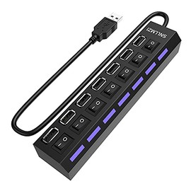 USB Hub, 7 Port USB 2.0 Hub LED Portable High-Speed Compatible for iMac Pro, MacBook Air, Mac Mini/Pro, Surface Pro, PC and Laptop
